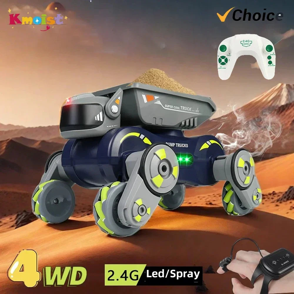 JHD For 2025 New JJRC Q187 RC Robot Dog Music Cool Lights Water Spray Swing Arms Stunt 2.4G 4WD RC Drift Car Gesture Sensing Toy