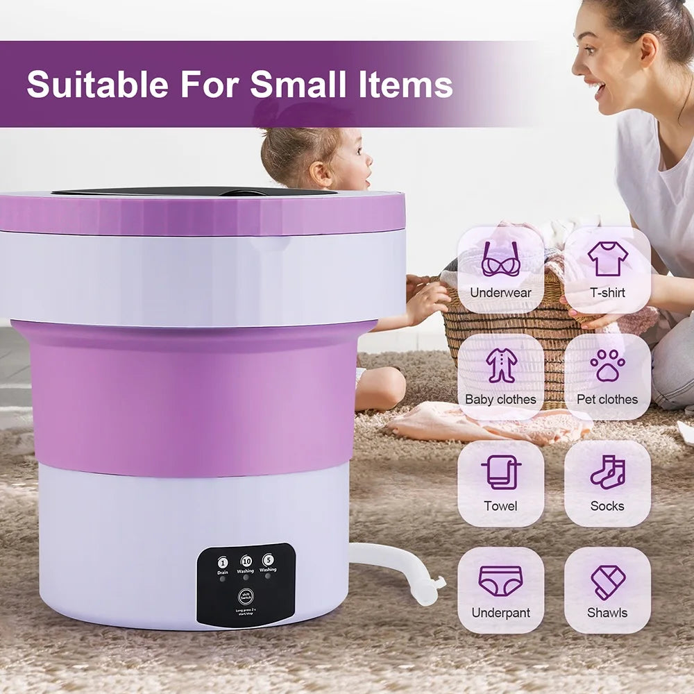 7L Small Folding Washing Machine Portable Washing Machine Automatic Modes Laundry Clothes Laundry Bucket Washing Machine