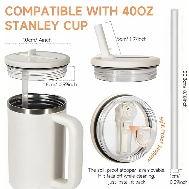 40oz Flip Straw Leak Proof Lid for Stanley Cup Spill-proof Cover Tumbler Lid Replacement for Stanley Cup Accessories Straw Cover