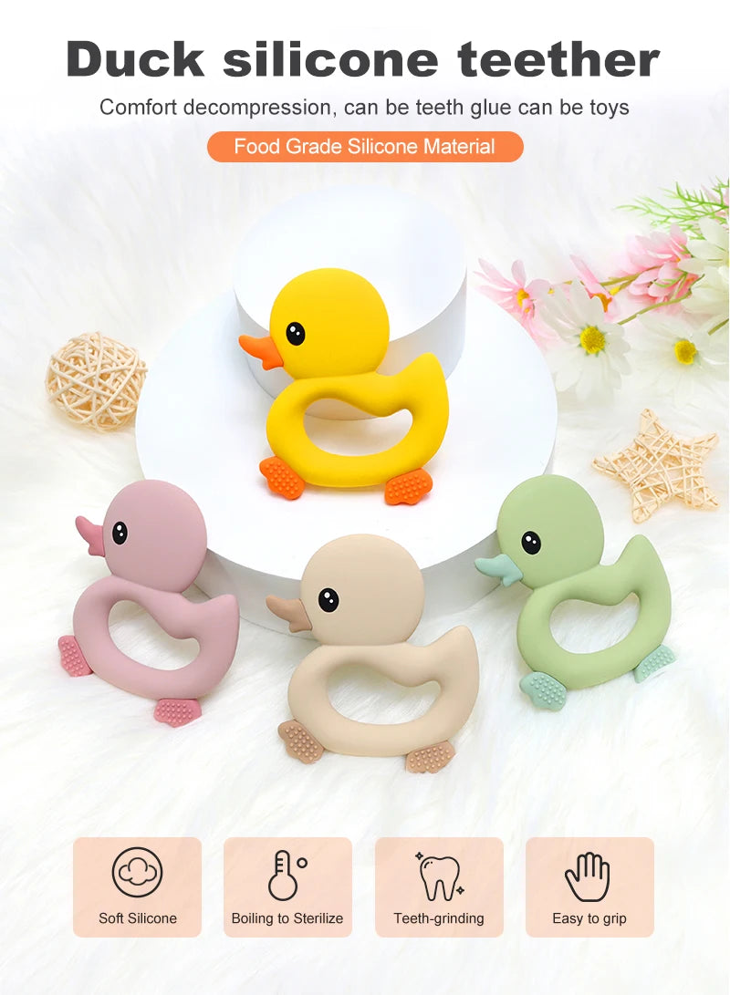 1PCS Baby Teether Toys Cartoon Duck Silicone Teether For Baby BPA Free Teething Chewing Toys Soft Teether Baby Accessories