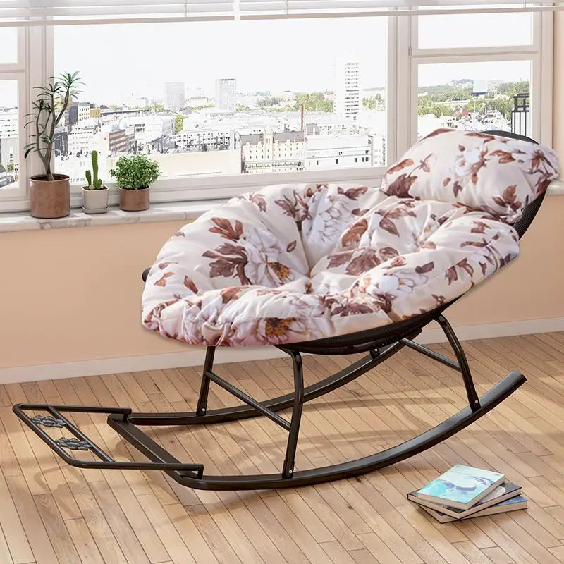 Rocking Recliner Garden Chair Widened Rocking Recliner Rattan Rainbow Rocking Chair Home Living Room Leisure Recliner