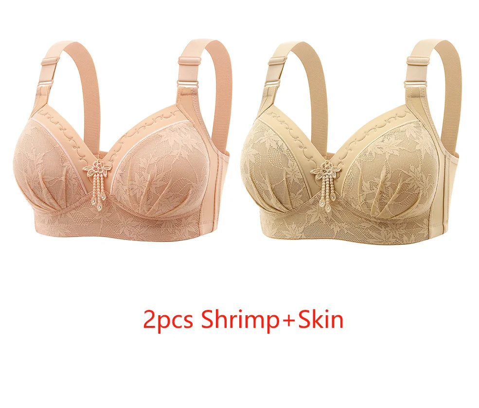 New Lace Printed Oversized Pregnant Women's Breastfeeding Underwear Comfortable Without Steel Ring Gathering Anti Sagging Bra