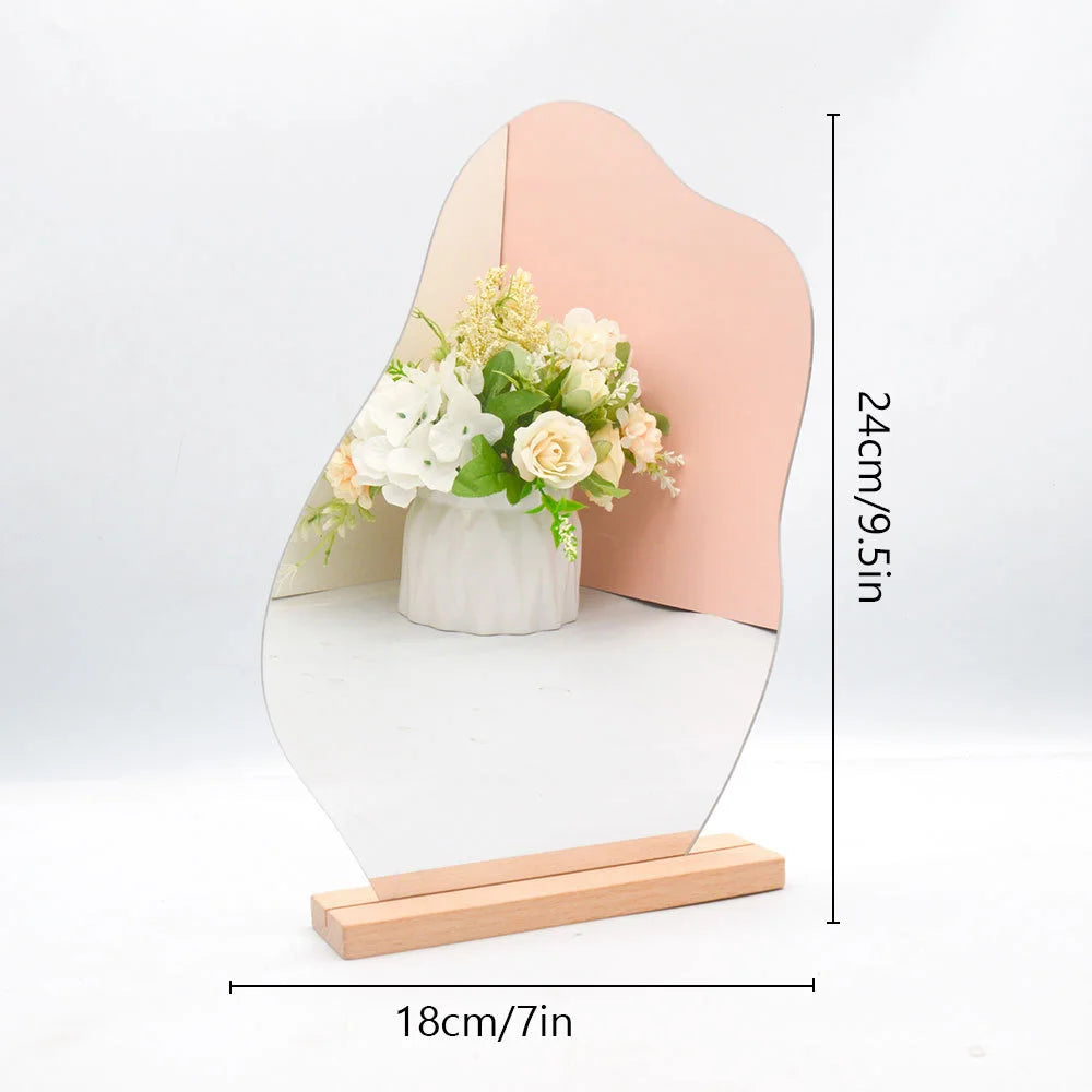 Acrylic Irregular Mirror for Home Decoration DIY Office Makeup Desktop Ornament Decoration Standing Mirror