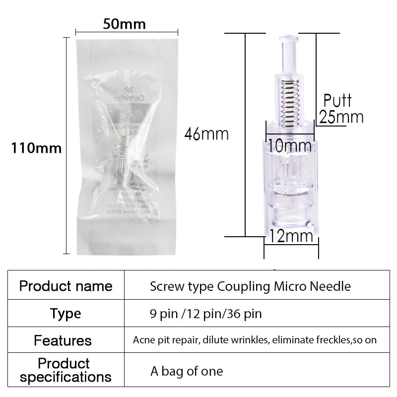 Dermapen Needle for Dr.imp pen Needle Pen 9Pin / 12Pin / 36 Pin Bayonet Screw Port for MYM Microneedling Electric Tattoo Machine