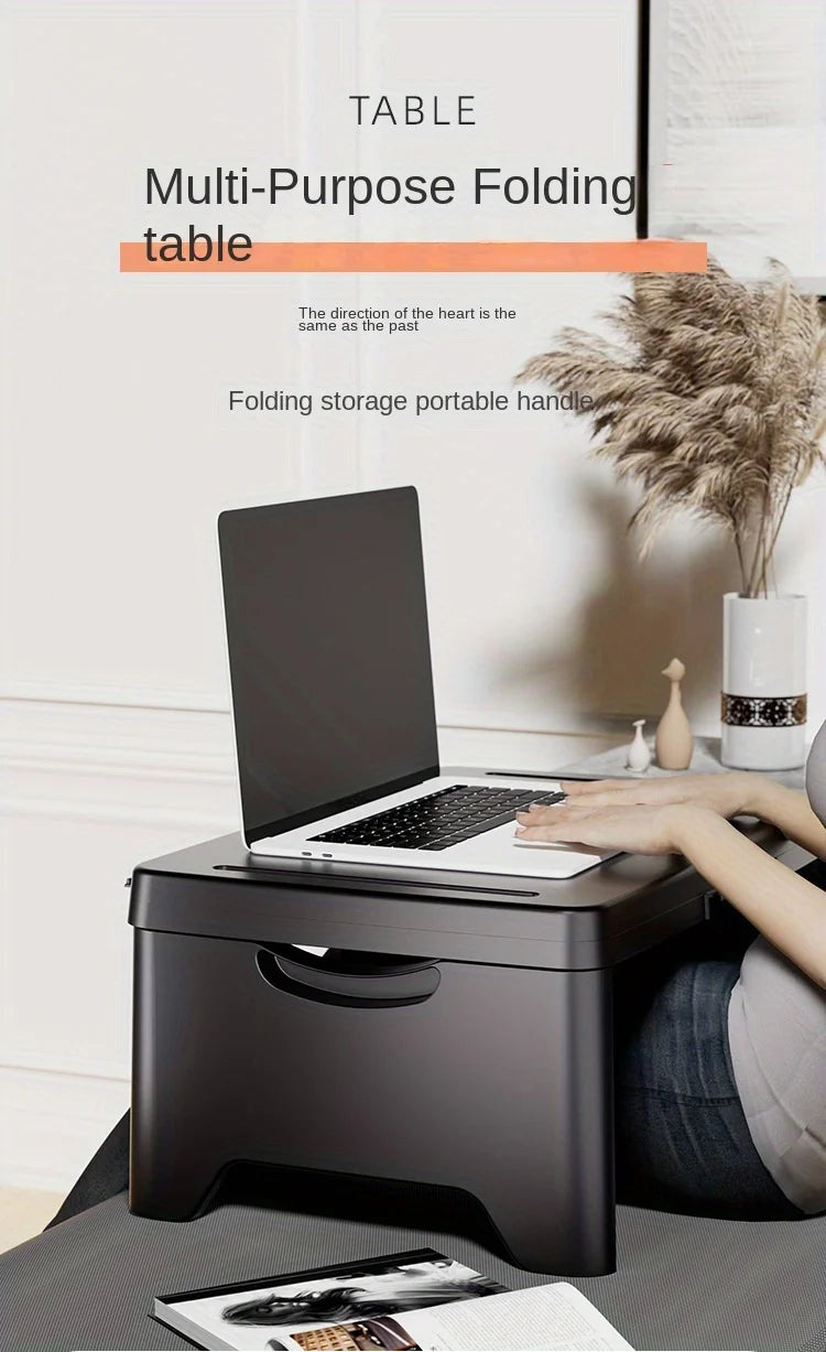 Sturdy and Durable Folding Lap Desk with Extra Storage Space and Dividers, Perfect Laptop Desk and Serving Tray for Bed