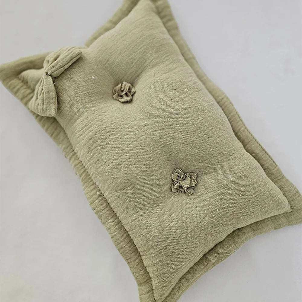 Green Theme Newborn Baby Photography Props Cute Bow Headflower Baby Posing Elastic Wrapping Cloth Background Blanket Accessories