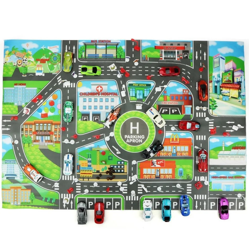 130*100cm Baby Crawling Mat for Children Cartoons Traffic Rug Indoor Toys City Road Carpet Kids Game Little Girl and Boy Playmat