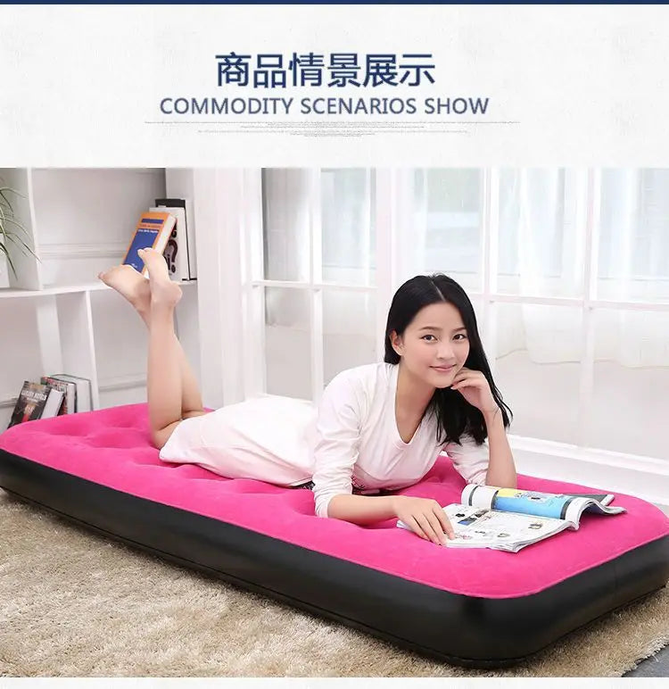 Inflatable Household Single Folding Bed Air Cushion Bed Double, Thickened Portable Air Bed Outdoor Inflatable Sofa