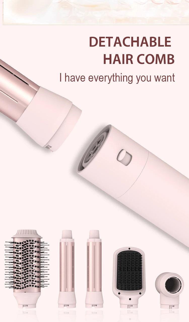 5in1 Hair Dryer Brush Curling Iron Hair Dryer Detachable Auto Wrap Curlers Fast Drying Electric Styling Hair Blower Brush