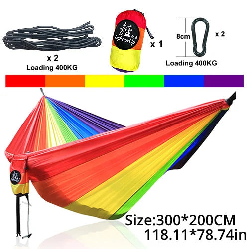 300X200CM Double Person Outdoor Garden Camping Hammock Lightweight Parachute Nylon Travel Hiking Swing Hang Sleeping Bed