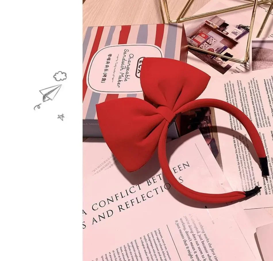 Girls Hair bows Hair Accessories Red Snow White Hair Band Handmade Red Bow Headband Fabric Bow Tie Net Red Hair Band Headdress
