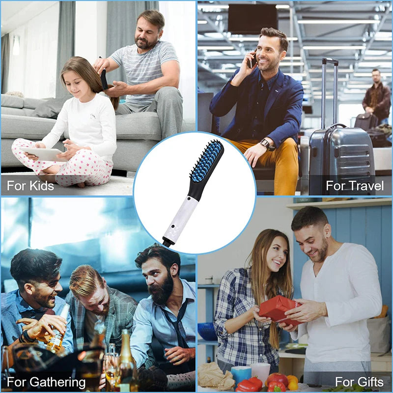 Multifunctional Quick Hair Beard Straightener Men's Hair Straightening Flat Iron Heated Hair Comb Electric Men Hair Beard Styler