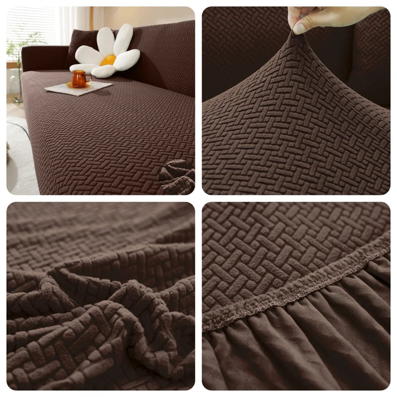 Jacquard Elastic Sofa Cover For Living Room Slipcovers Stretch Polar Fleece Armchair Protector L Shaped Sofa 1/2/3/4 Seater Home