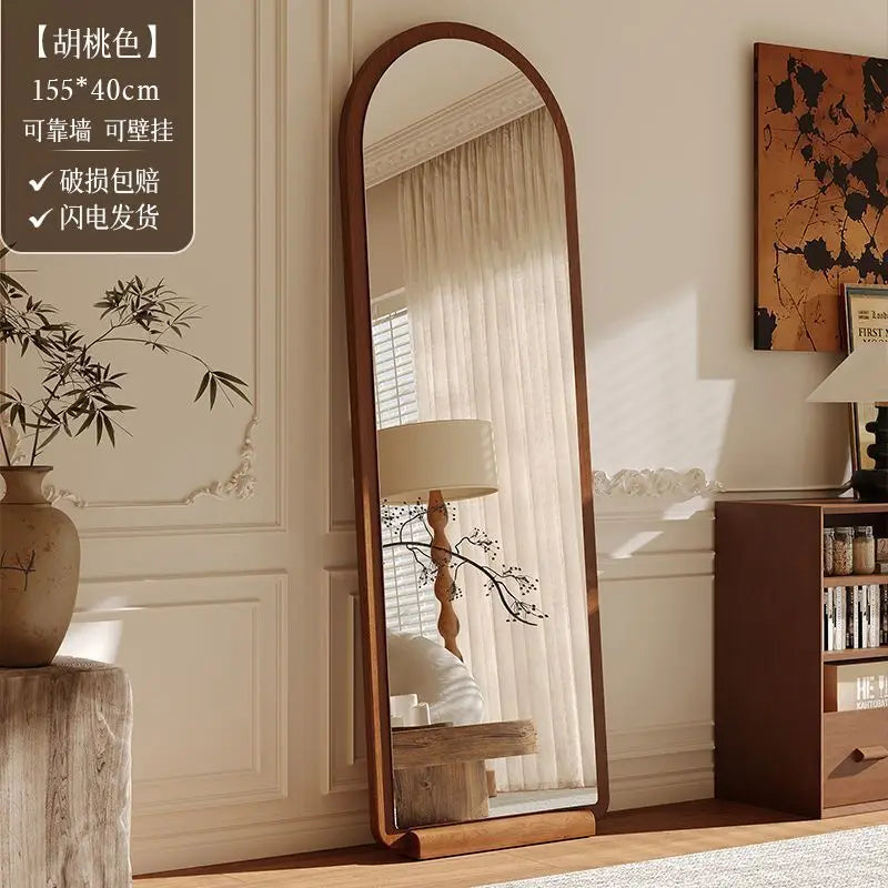 Solid wood  full-body mirror floor mirror household girls bedroom full-length mirror clothing store fitting