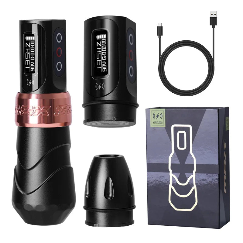 New Professional Tattoo Pen Fluk Max Wireless Tattoo Machine with  2Battery Permanent LCD Display Makeup Rotary Tattoo Pen