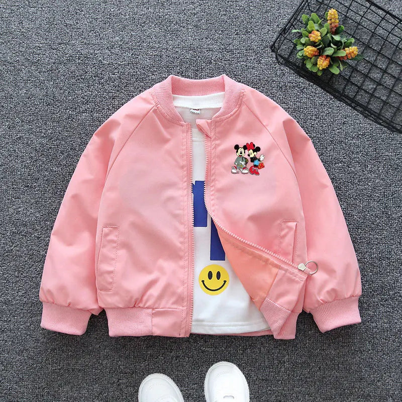 New Spring Baby Boys Girls Jacket Fashion Cartoon Mickey Minnie Mouse Print Outerwear for Kids Clothes Children Windbreaker Coat