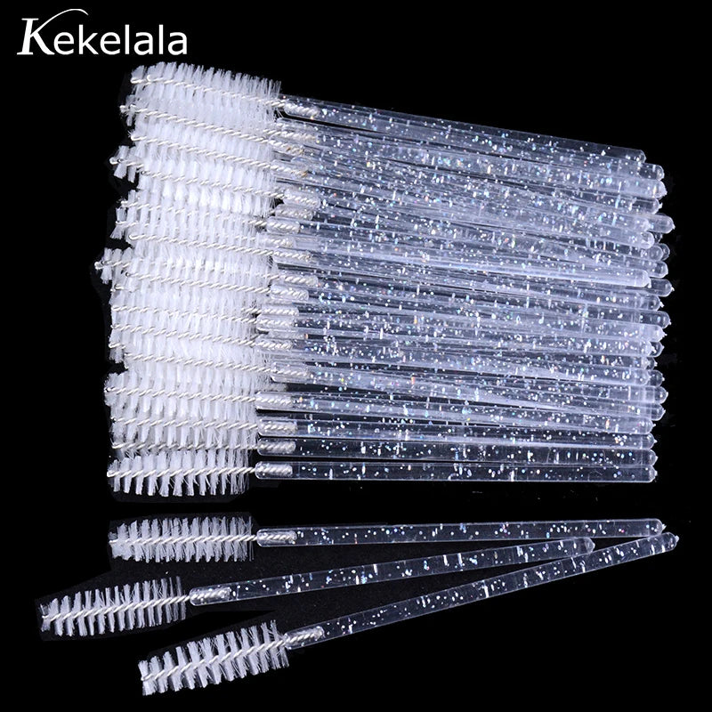 50Pcs/Bottle Eyelash Extension Brushes With Container Eyebrow  Eye Lash Mascara Wands Spoolies In Case Wholesale