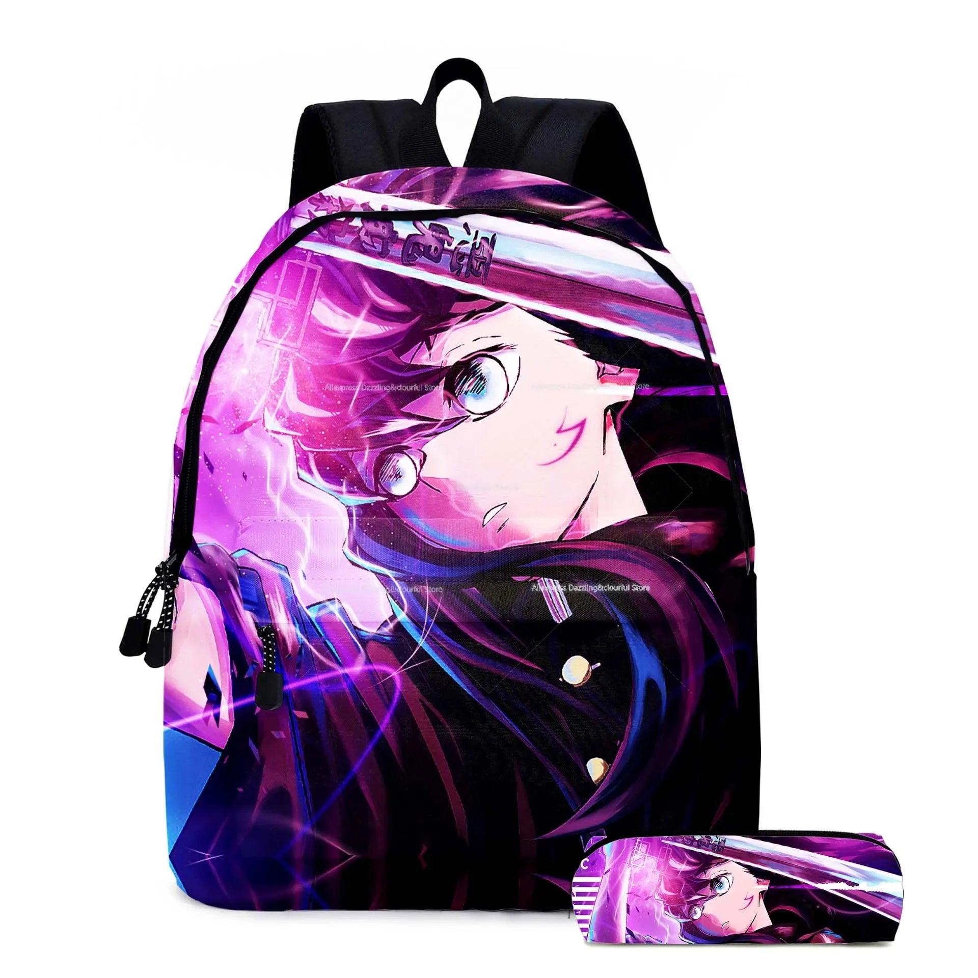 Demon Slayer Nezuko Backpacks 2pcs Girls School Bags Kimetsu No Yaiba Kids Anime Bagpacks Female Male Bookbag Gifts