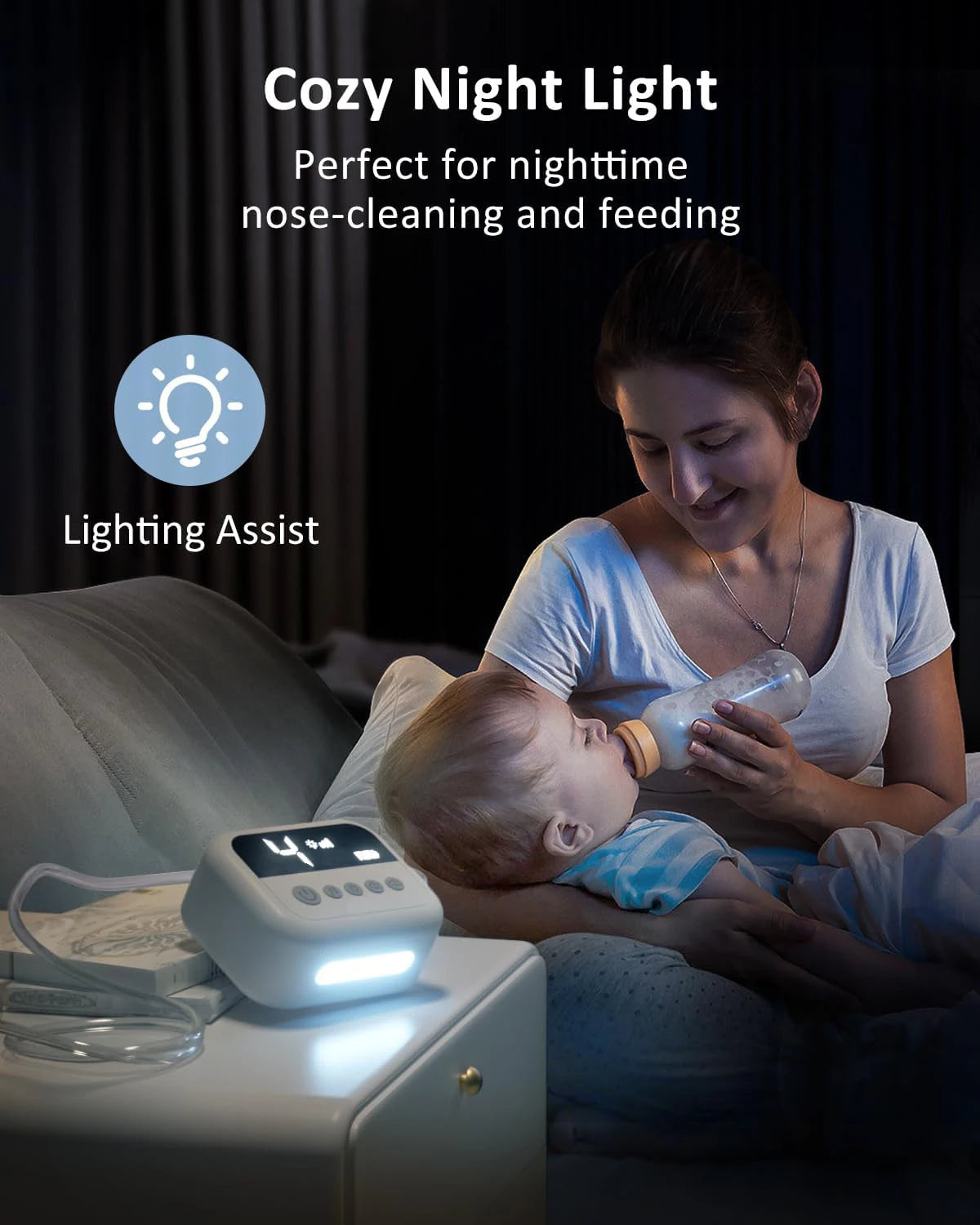 Baby Nasal Aspirator Electric Nose Cleaner with Built-In Music & Night Light Rechargeable Nose Booger Sucker for Infants Babies