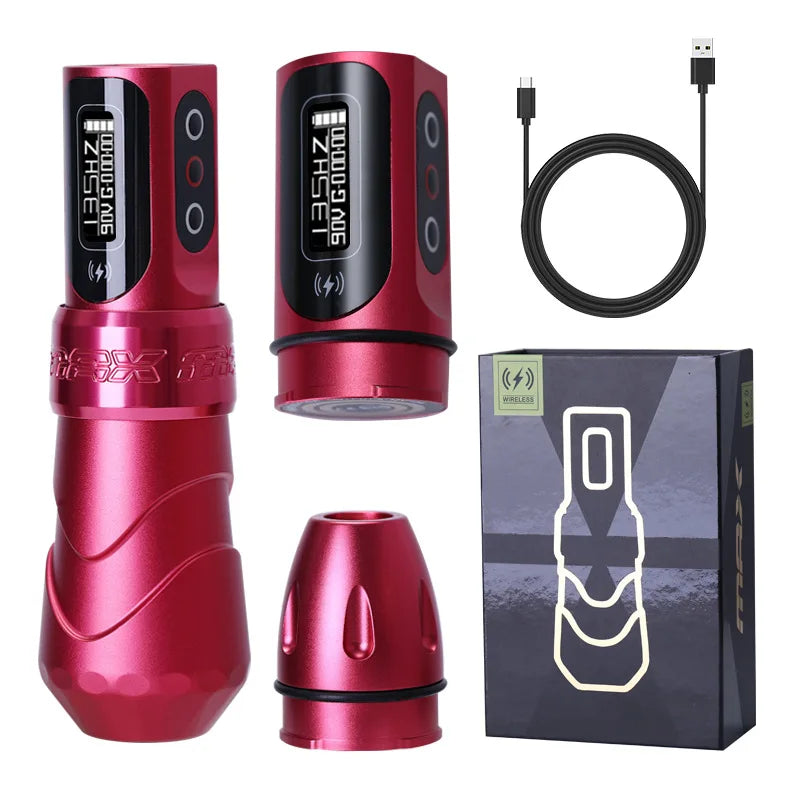 New Professional Tattoo Pen Fluk Max Wireless Tattoo Machine with  2Battery Permanent LCD Display Makeup Rotary Tattoo Pen