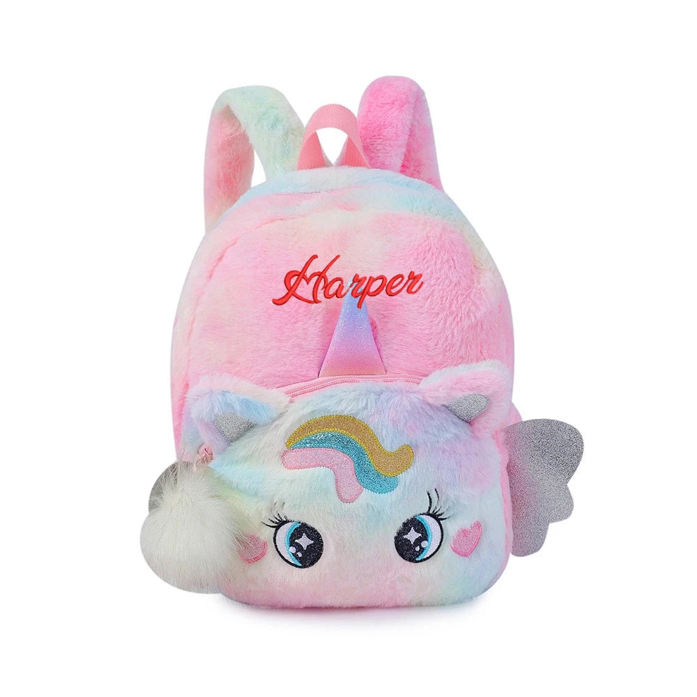 Personalized Custom name Embroidered Newborn letter Nursery Baby Unicorn tie dye backpack  Bag Gifts for Boy Girl children