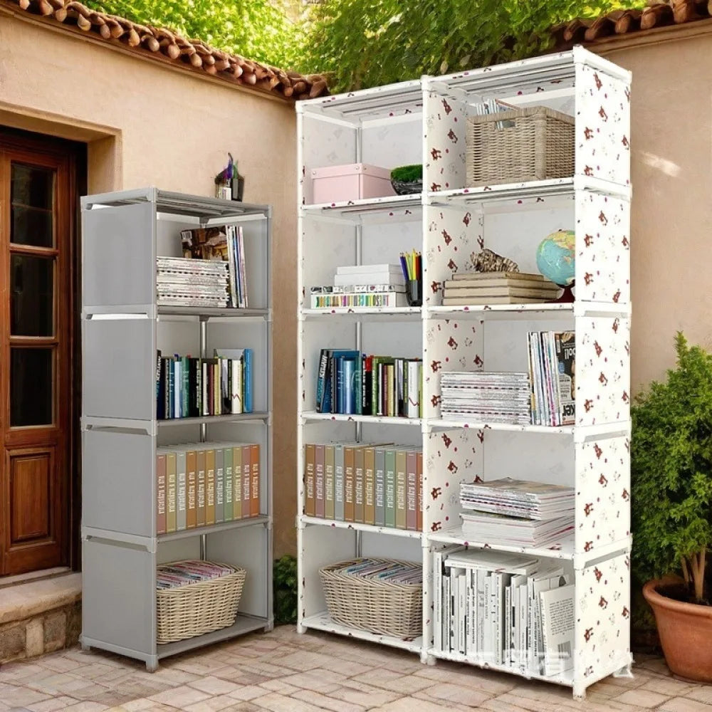 Bookshelf Simple Storage Locker Living Room Cabinets Easy Assembly Bookcase Multi-layer Metal Storage Rack 수납가구 이동식 수납장
