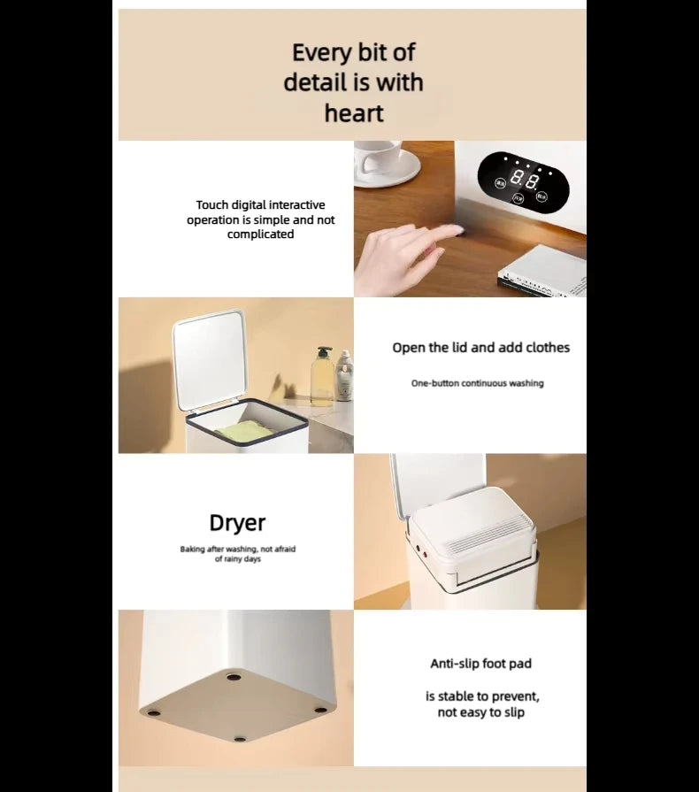 Blue-Purple Antibacterial Mini Washing Machine for Socks Underwear Towels Baby Clothing Small Pieces of Laundry Compact Washer