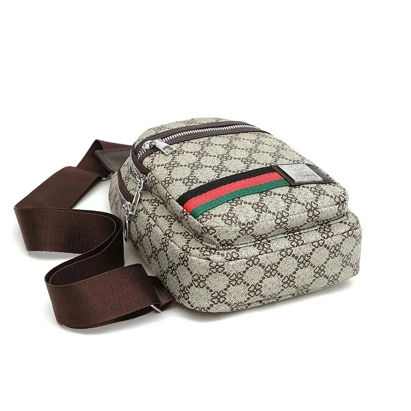 Men's Crossbody Casual Shoulder Cloth Chest Bag Handbag with Earphone Hole Multifunction Messenger Bag