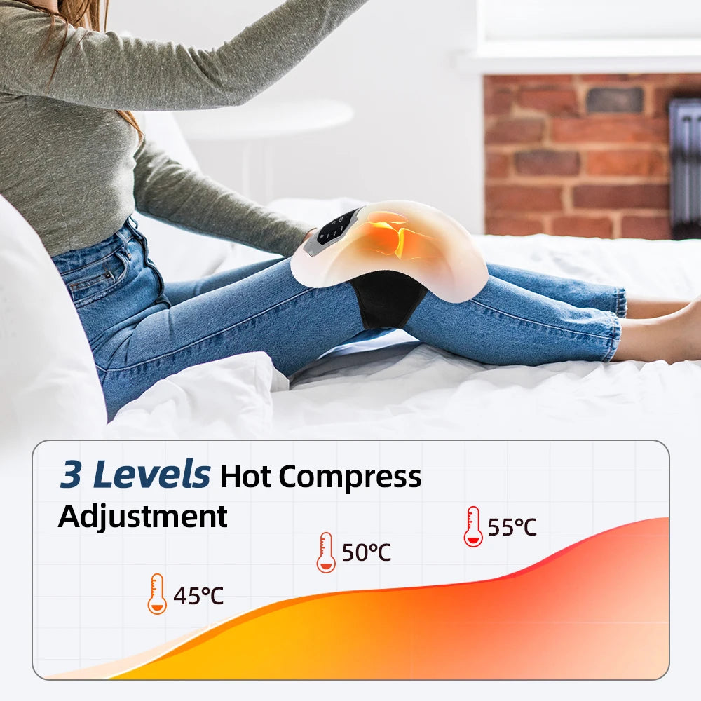 Heated Vibration Knee Massager for Joint Electric Knee Brace Red Light Knee Care Home Office Airbag Relaxing Treatment Knee Pad