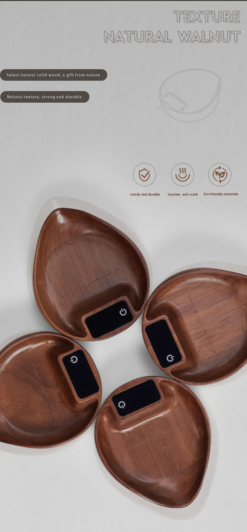 MUVNA Coffee Bean Weigher, espresso weighing display tray, Walnut hand brewing electronic scale / accurate to 0.1g Professional