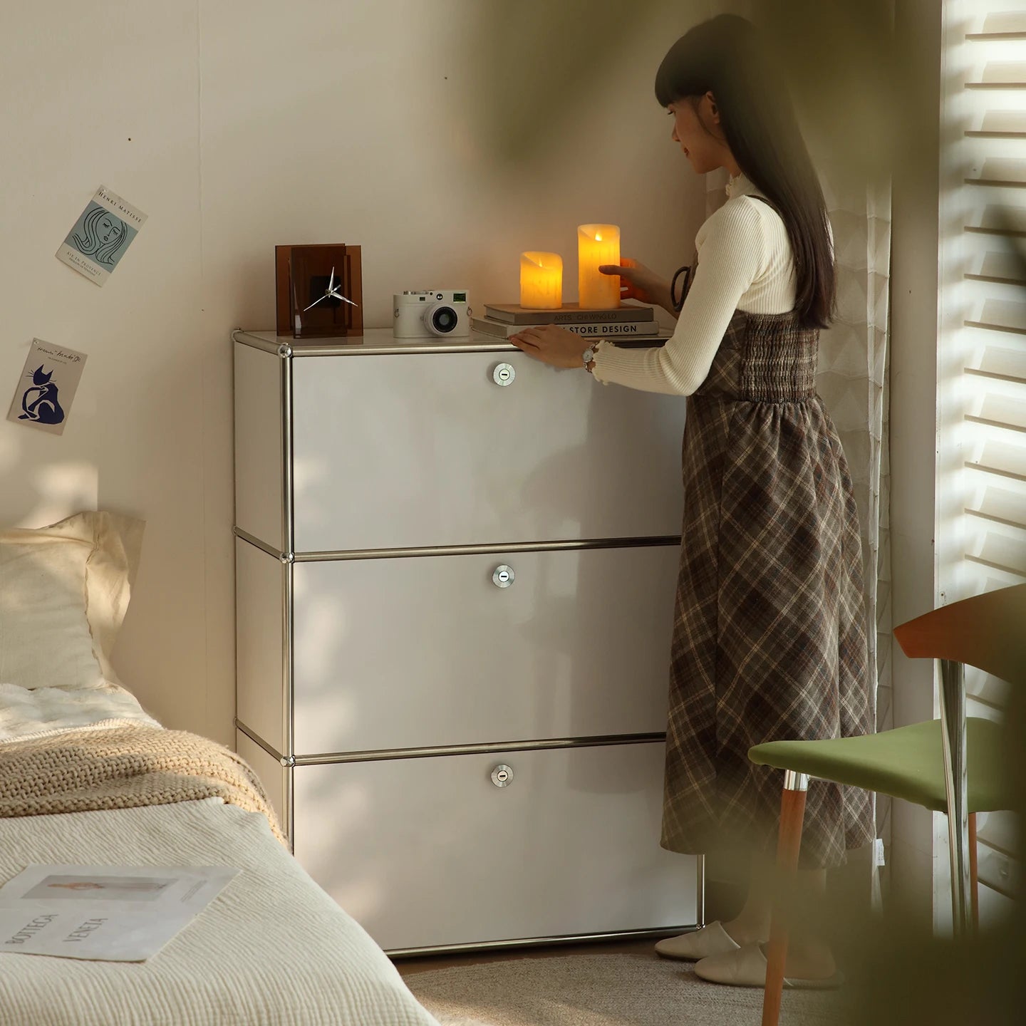 Cabinet for living room Storage locker drawer type storage Bedroom chest of drawers Organizer furniture Dual cabinet combination