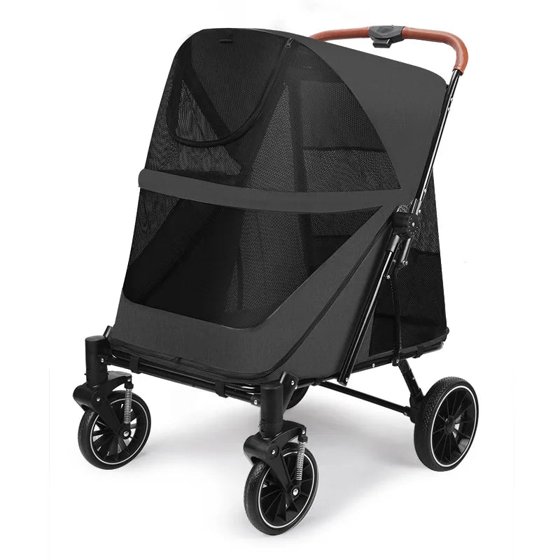 Foldable Medium To Large Pet Stroller with A Load-bearing Capacity of Up To 55kg Providing Ample Space for Elderly Dogs 2025 New