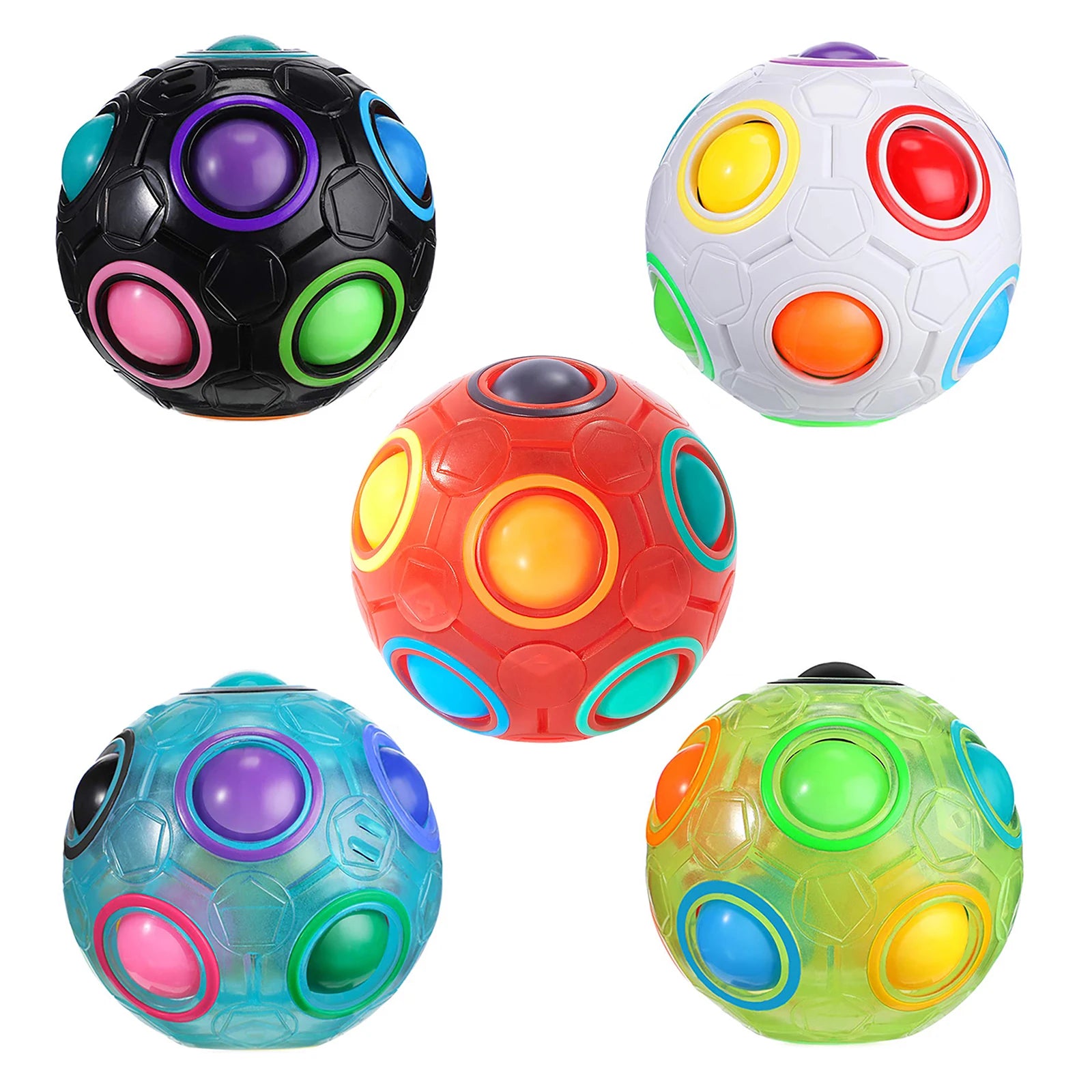Rainbow Ball Puzzle Magic Cube Fidget Toy Football Luminous 3D Brain Teasers Anti Stress Relief Educational Game for Kid Adult