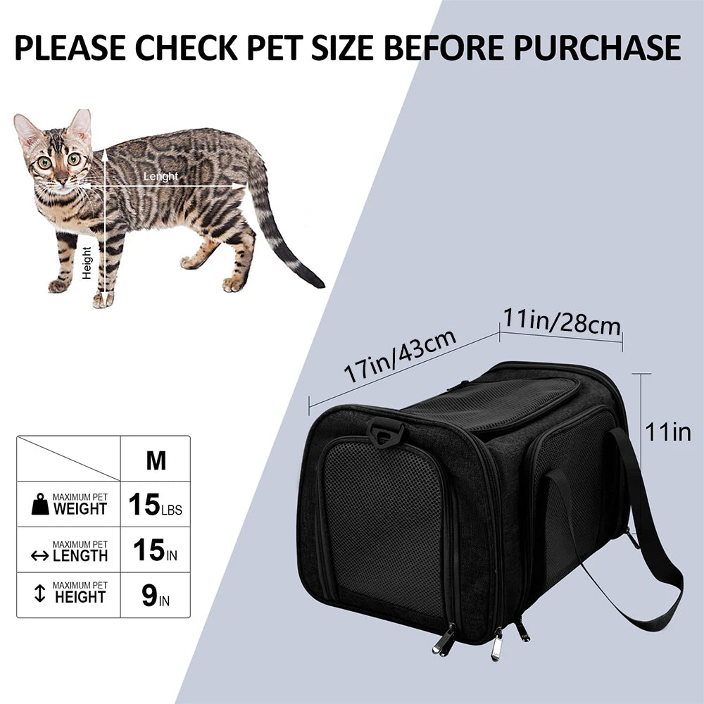Dog Carrier Bag Soft Side Backpack Cat Pet Carriers Dog Travel Bags Airline Approved Transport For Small Dogs Cats Outgoing