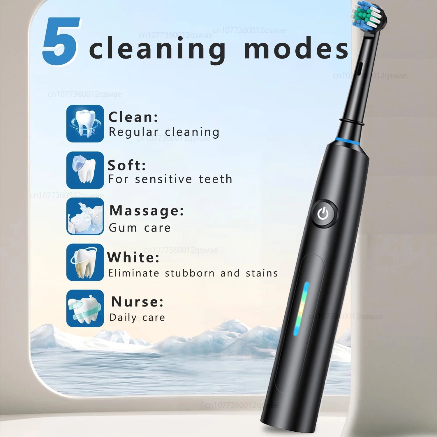 Rotating Electric Toothbrush for Adults Fast Charge 5 Modes Deep Clean Electric Toothbrush with Rechargeable Power Smart Timer