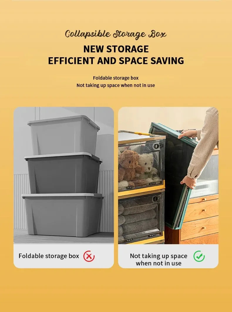 1pc Foldable Storage Trunk Open Storage Box Transparent Storage Box Home Wardrobe Clothes Organizer Large Capacity Clear Plastic