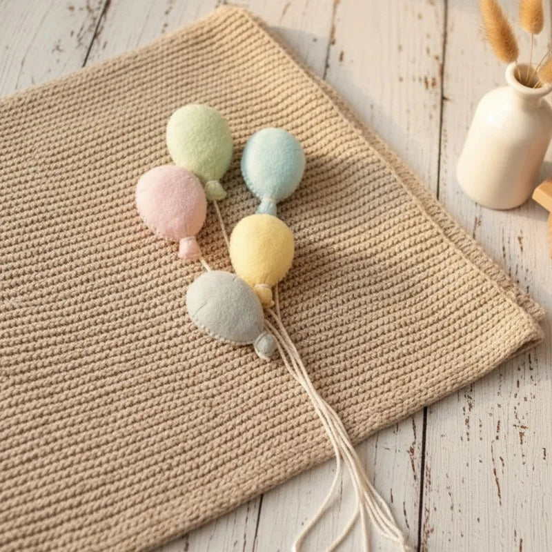 Newborn Photography Props Set with 3 Clouds and 5 Balloons, Soft Cute Photo Shoot Accessories for Baby Studio Photos Shooting