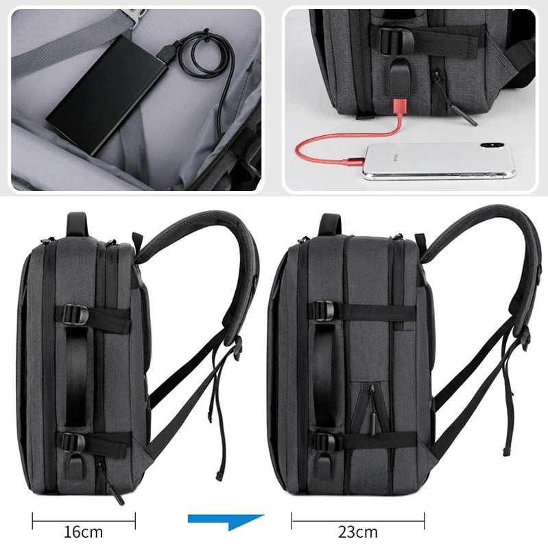Travel Backpack Men Business Backpack School Expandable USB Bag Large Capacity Laptop Waterproof Fashion Backpack