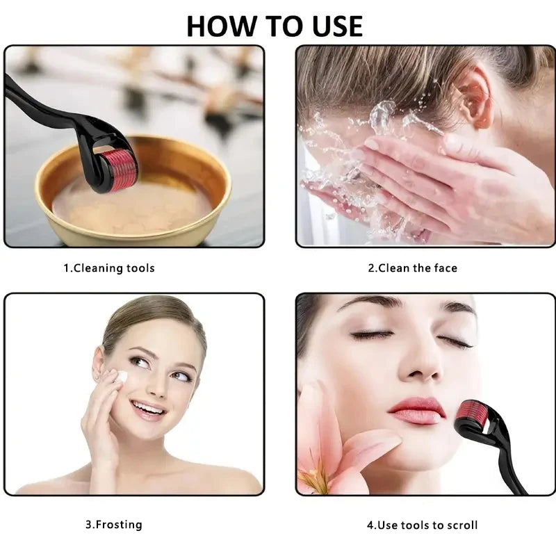 0.25mm Professional Microneedle Roller, 540 Titanium Microneedle Facial Skincare Beauty Massage Micro Grinding Tool, Massage