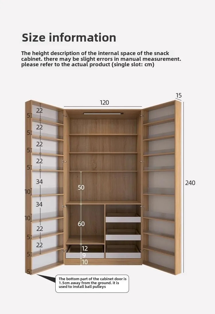 Snack Storage Cabinet Wine Cooler Sideboard Dining Cabinet Against The Wall All-in-one Pantry Cabinet Living Room Custom Size