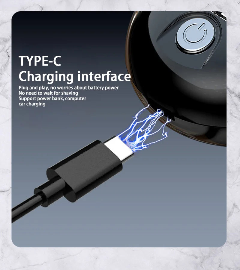 Electric Travel Shaver Portable Razor Man Wet And Dry Usb Rechargeable Shaver Typec Charging Shaving Machine Mini For Men