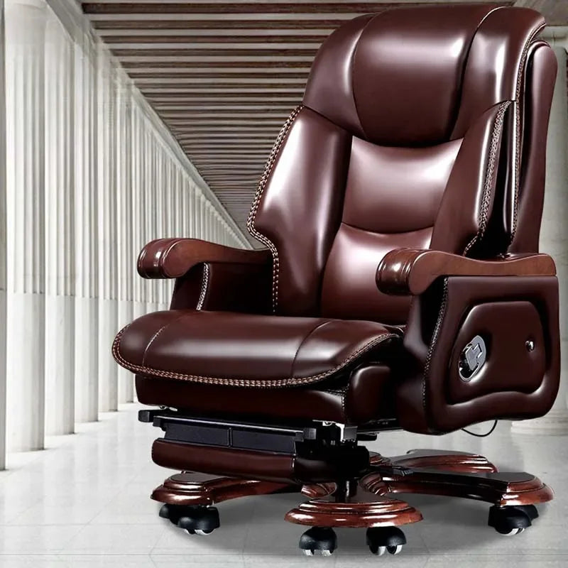 Leather Wheel Office Chair Support Design Relax Modern Massage Chair Chaise Mobile Comfy Luxury Silla Oficina Office Furniture