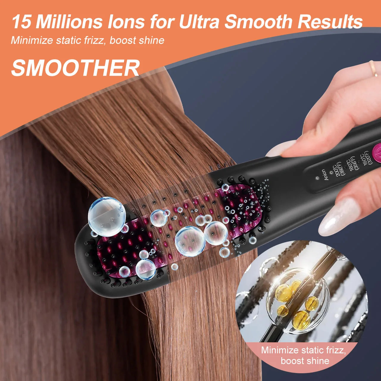 Hatteker Ion Straightening Comb Portable Home Use Negative Multi-temperature Adjustable Straightener New Model Hair Styling Tool