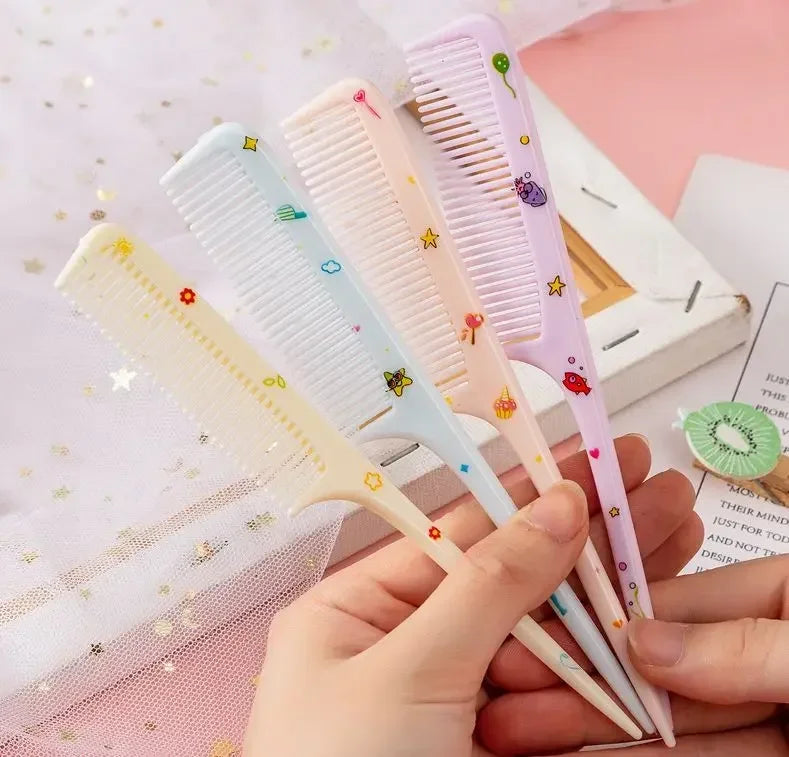 Cute Portable Anti-Static Plastic Hairdressing Comb Hairdressing 2Pcs For Girls Hair Comb Cartoon Baby Child Kids Hair Comb Set