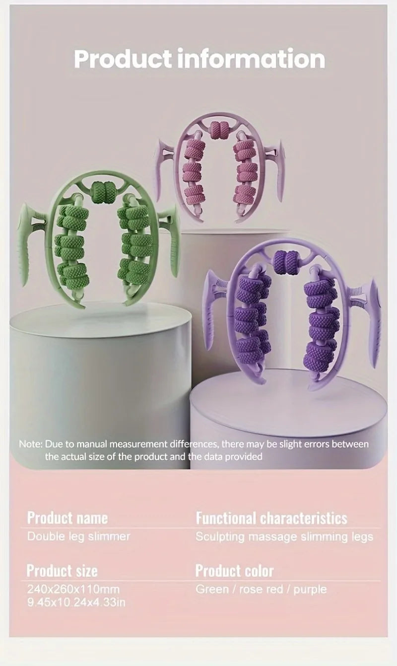 360° Massage Roller Dual Row Leg Slimming Clamp Hand Massager Simulator for Waist Leg Arm Buttocks Muscle Relaxation Health Care