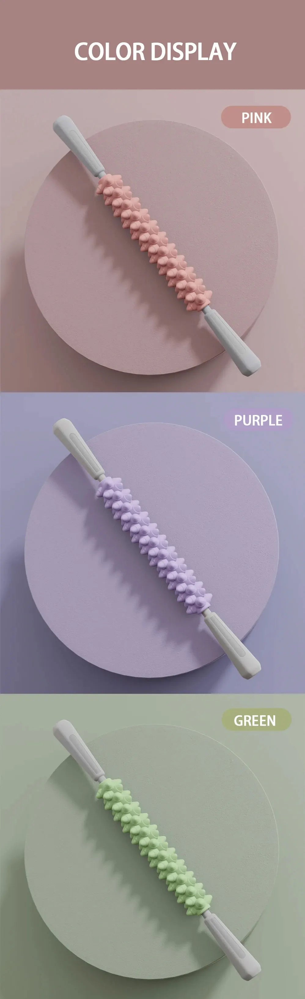 Yoga Massage Stick Yoga Fitness Wolf Teeth Muscles Massage Stick Calves Thighs Quadriceps Arm Forearm Relaxation Artifact Roller