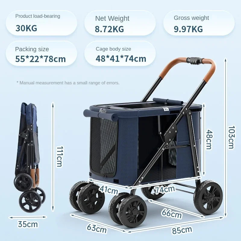 Multiple pet strollers large dog trolley cart folded large space Multifunctional trolley case with wheel bearing 30kg for travel