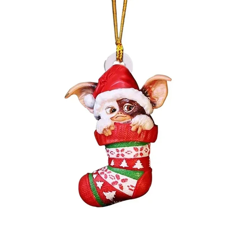 1pc 2D Acrylic Gremlins Christmas Tree Ornament Decoration Interior Rearview Mirror Decorative Pendant Bag And Key Chain