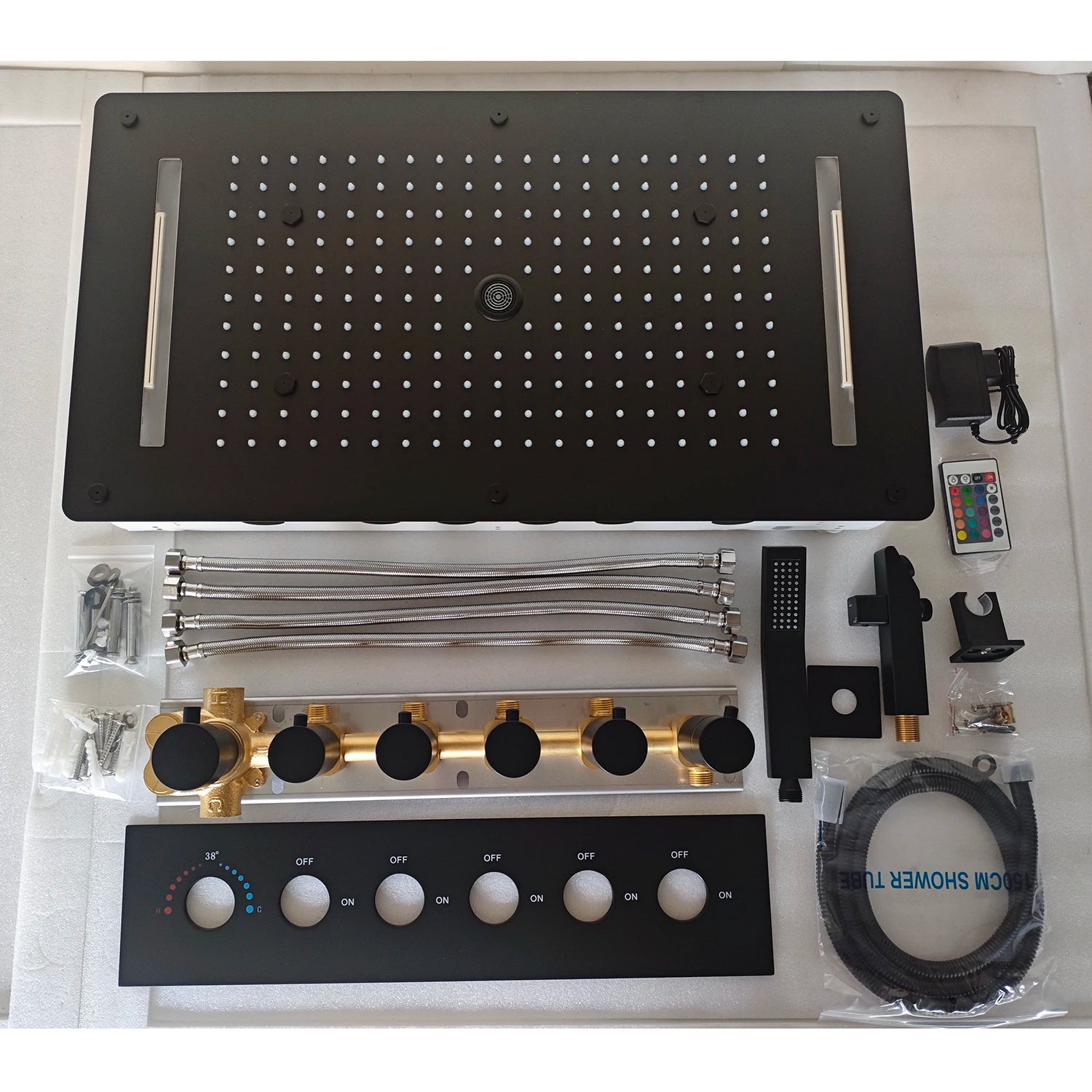 Bathroom Ceiling Concealed 700x380mm Shower Head Panel Set Constant Temperature Valve Mixer Handheld Shower