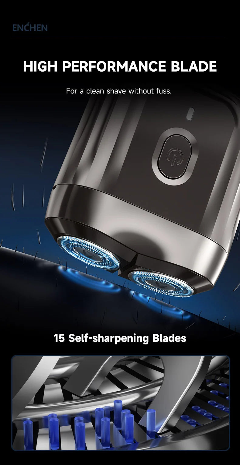 ENCHEN Mini6 2-Direction Flex Heads Electirc Shaver 100% Waterproof Up to 60-Min OF Cordless Shaving With Magnetic Cutter Head